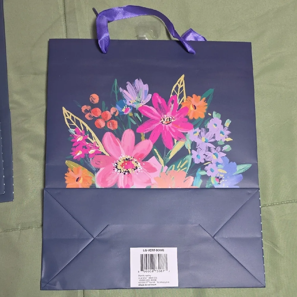 Navy Floral All Occasion Large Gift Bag with Foil Embellishment, 8ct